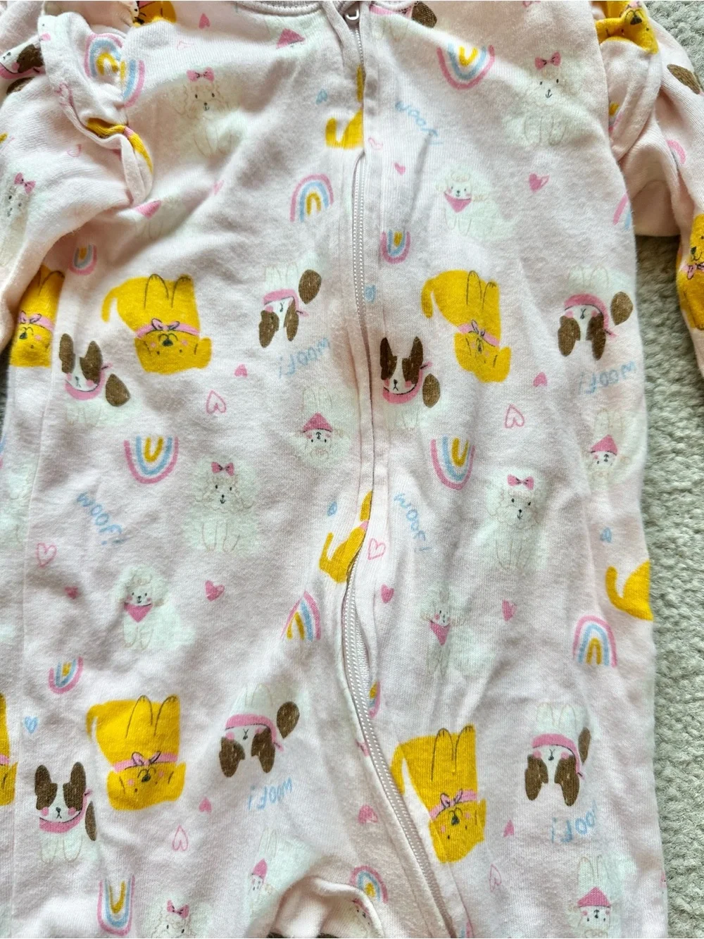 Old Navy lot of 5 footed two way zip baby girl sleeper footed pajamas 6-9 months